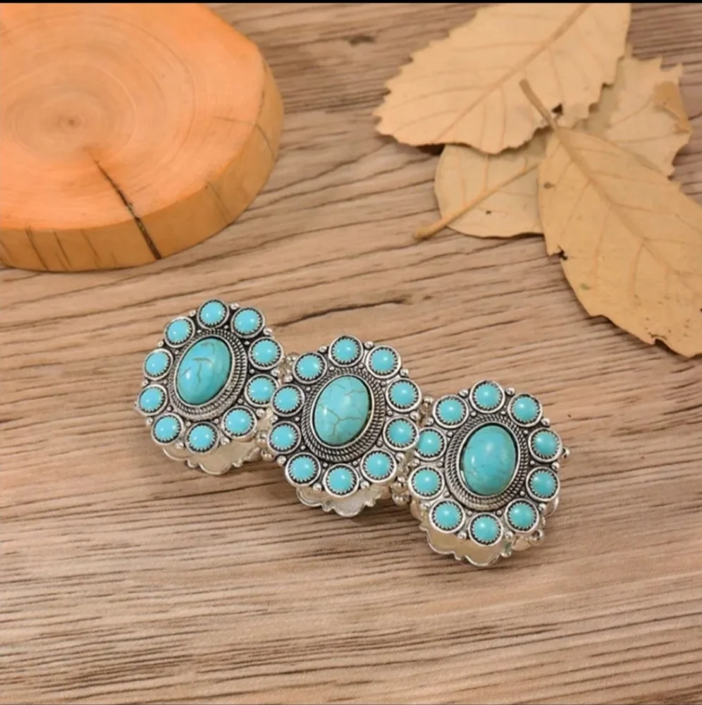 Natural Turquoise Boho Elastic Bracelet for Women.